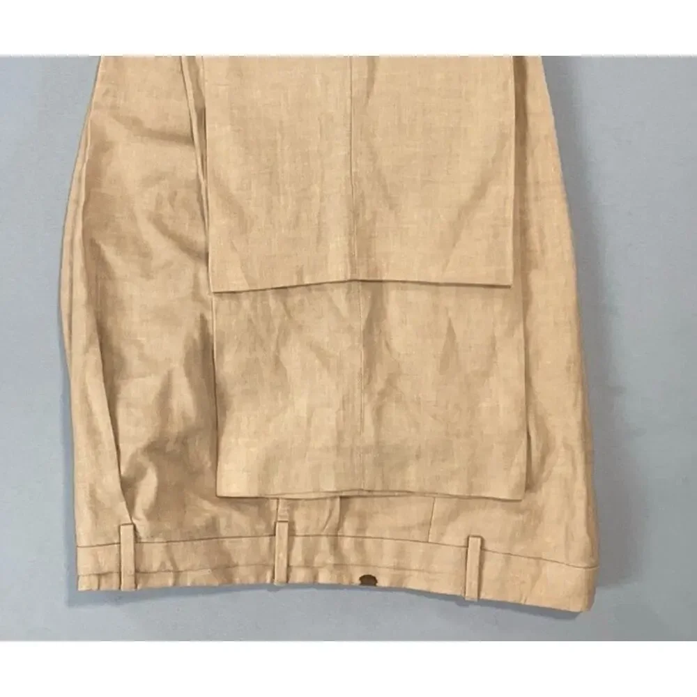 Ralph Lauren Italy Purple Label Men's Pleated 100% Linen Dress Pants. 38X31.5